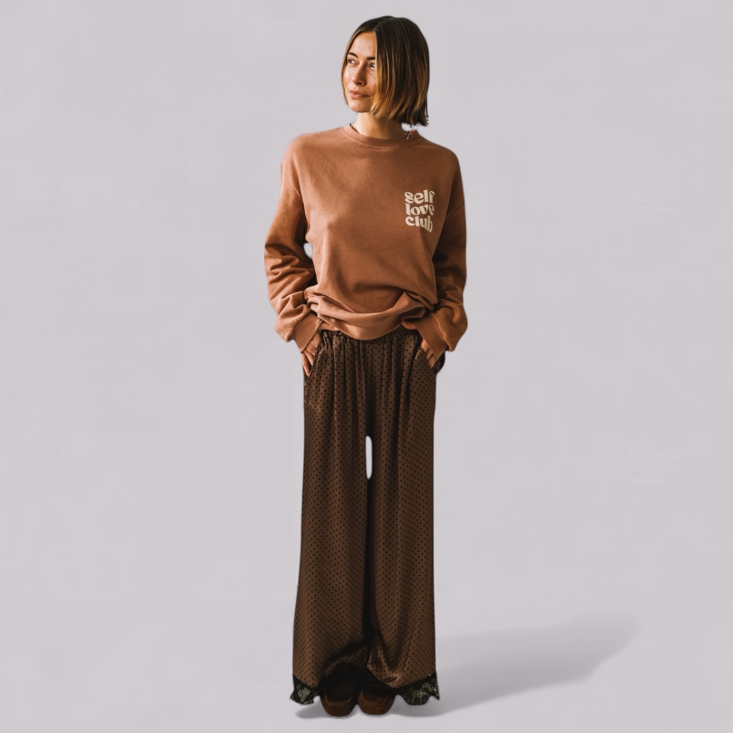 MOM satin dot lace Pants