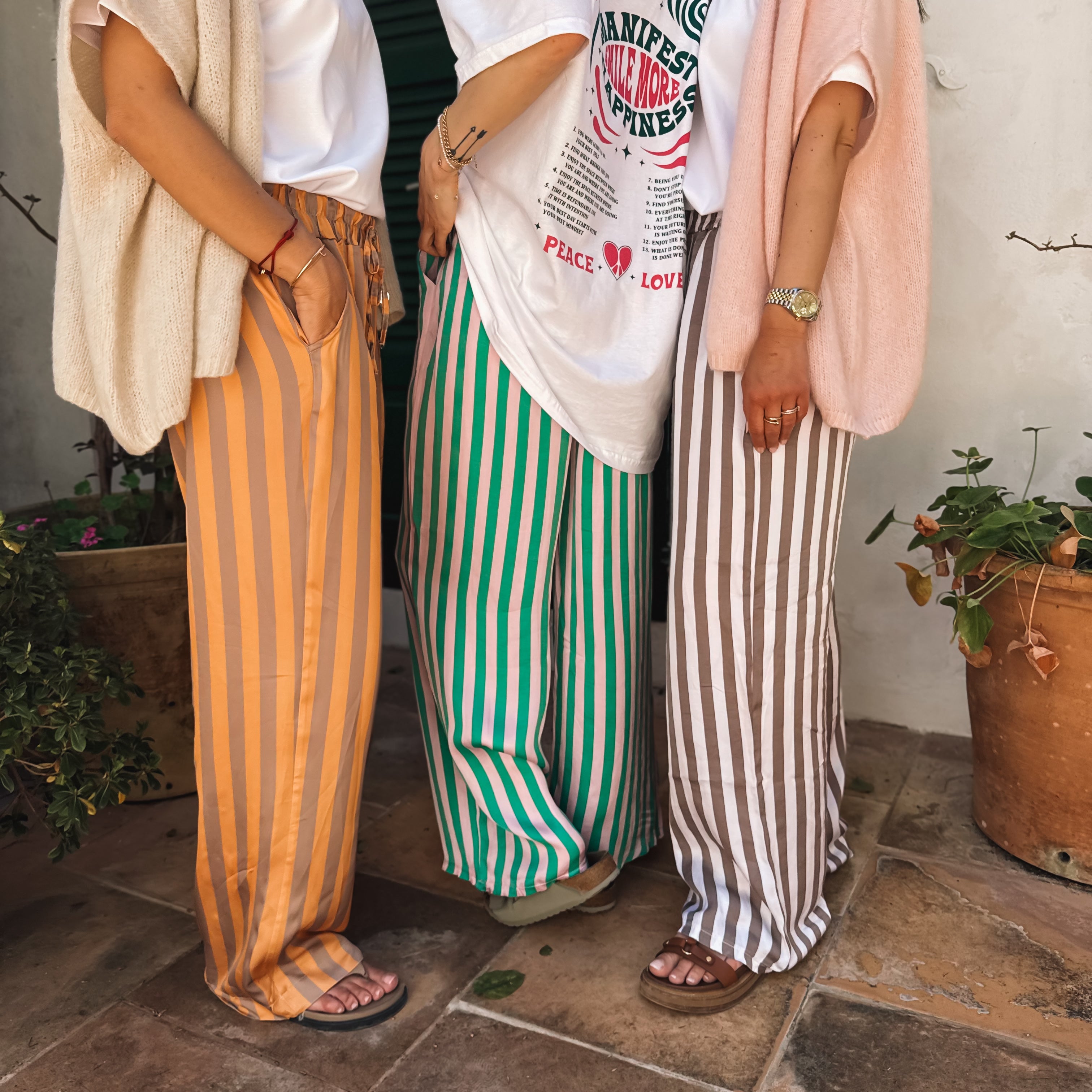 MOM satin stripe Pants