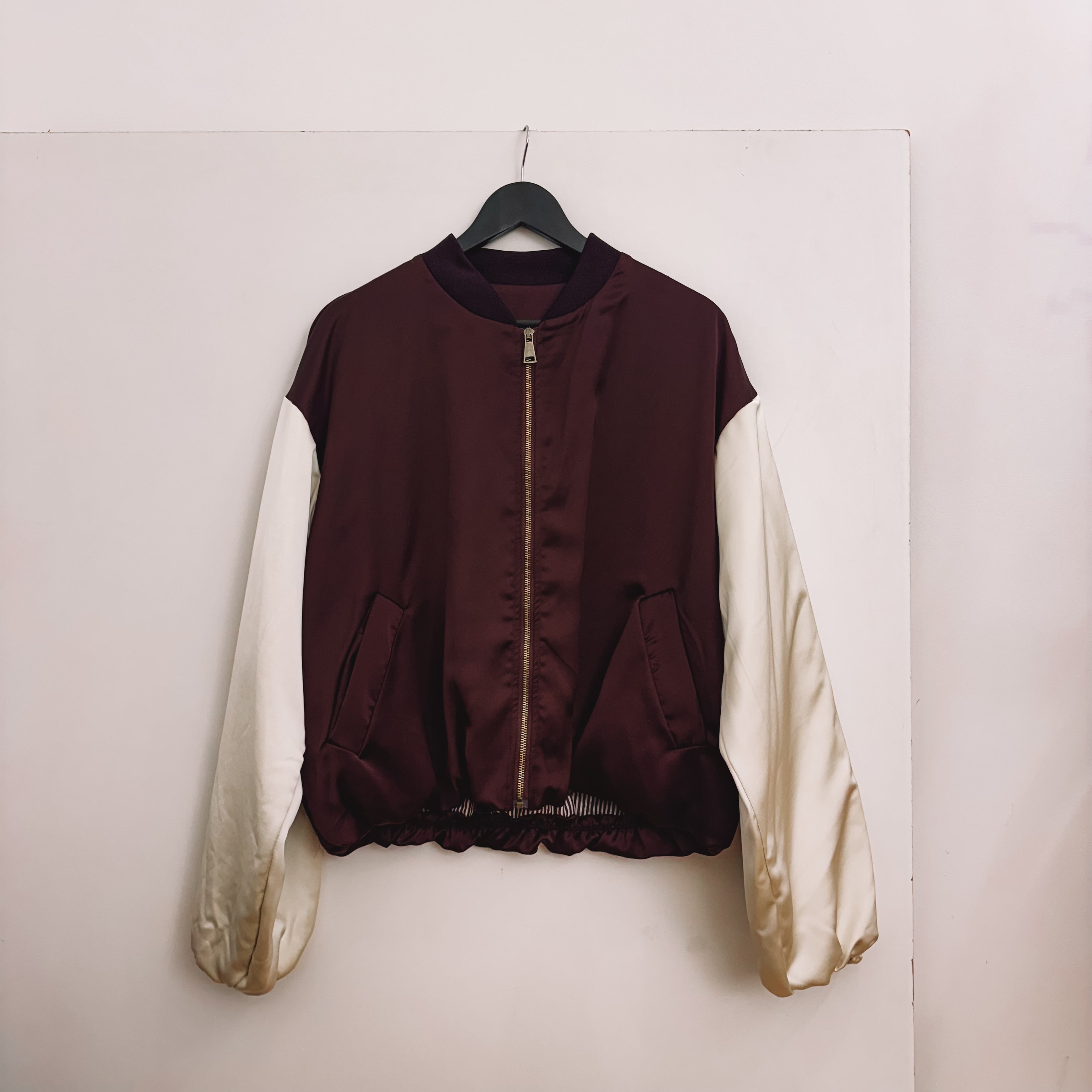 MOM burgundy silk look Jacket