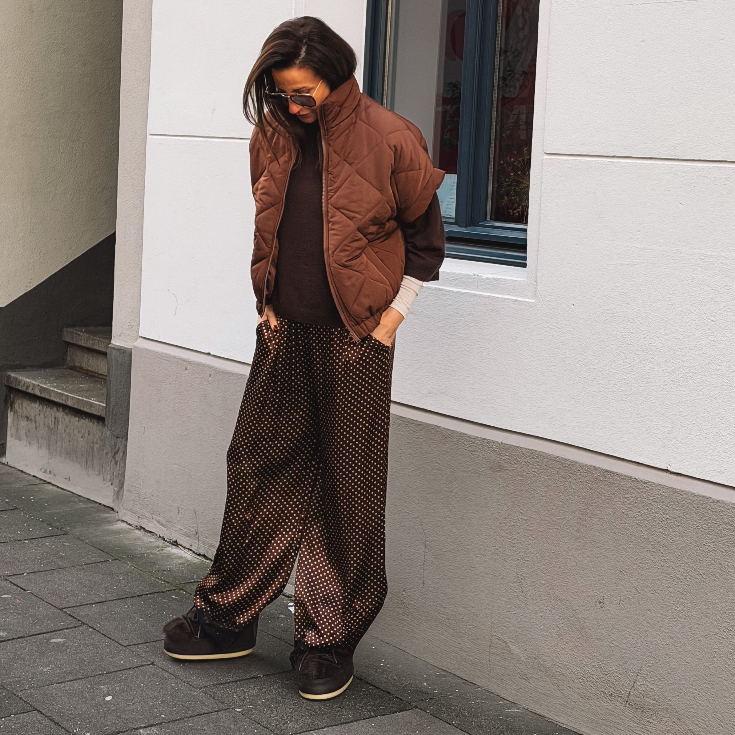 MOM satin dot lace Pants