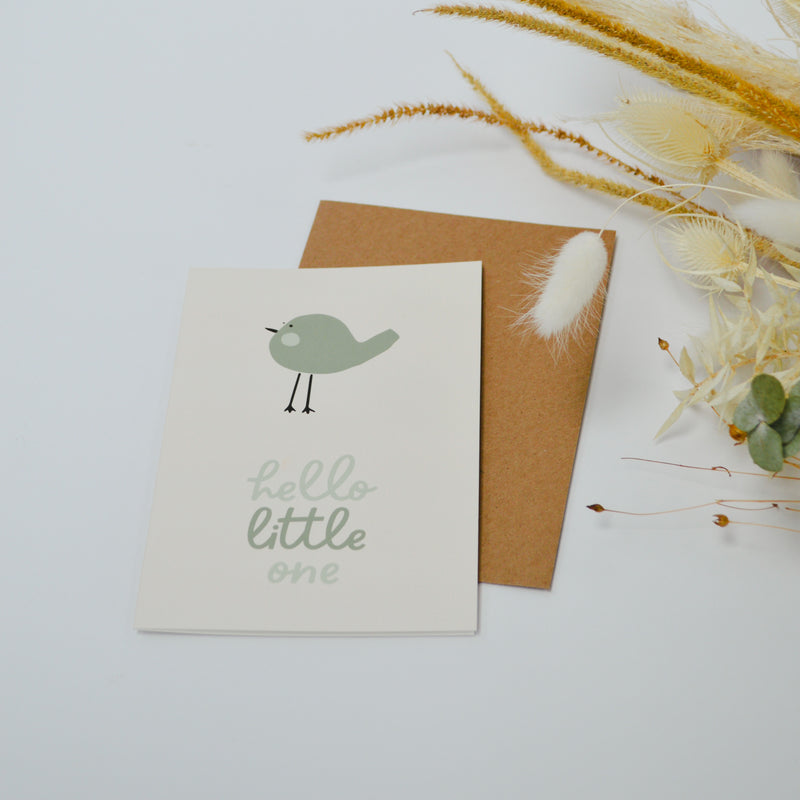 Hello Little One Greeting Card (green) - Schaatzi Collection Card