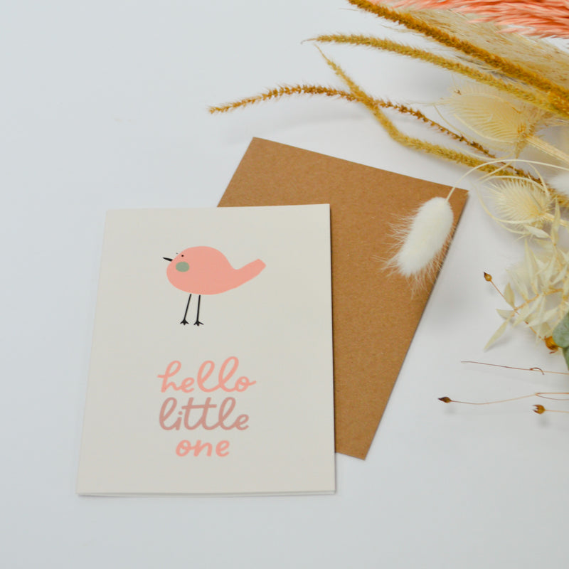 Hello Little One Greeting Card (pink) - Schaatzi Collection Card